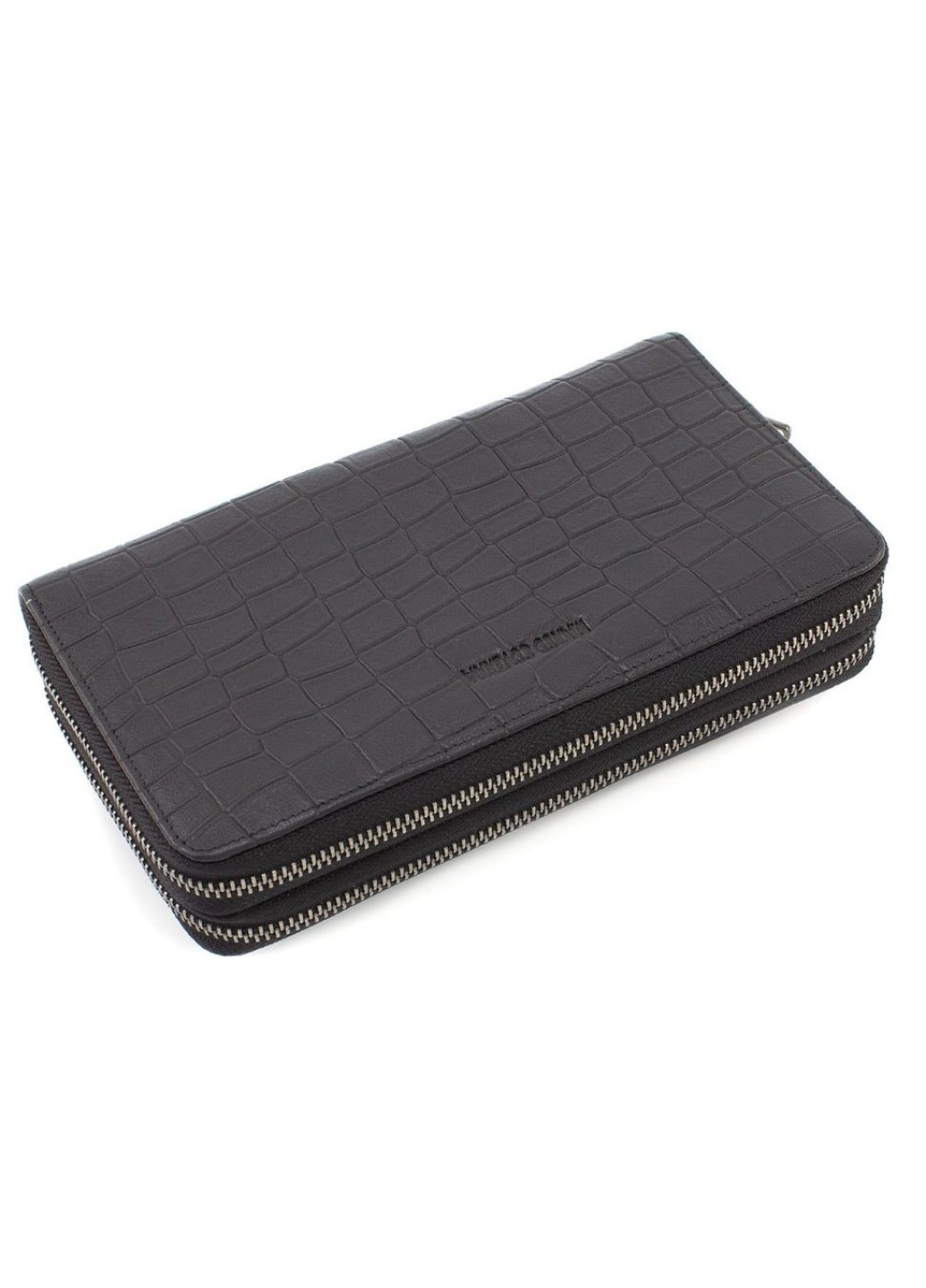 Мужской кошелек-клатч из высококачественной кожи на две змейки 21х12 020-5902C (21069) чёрный Marco Coverna (259736983)