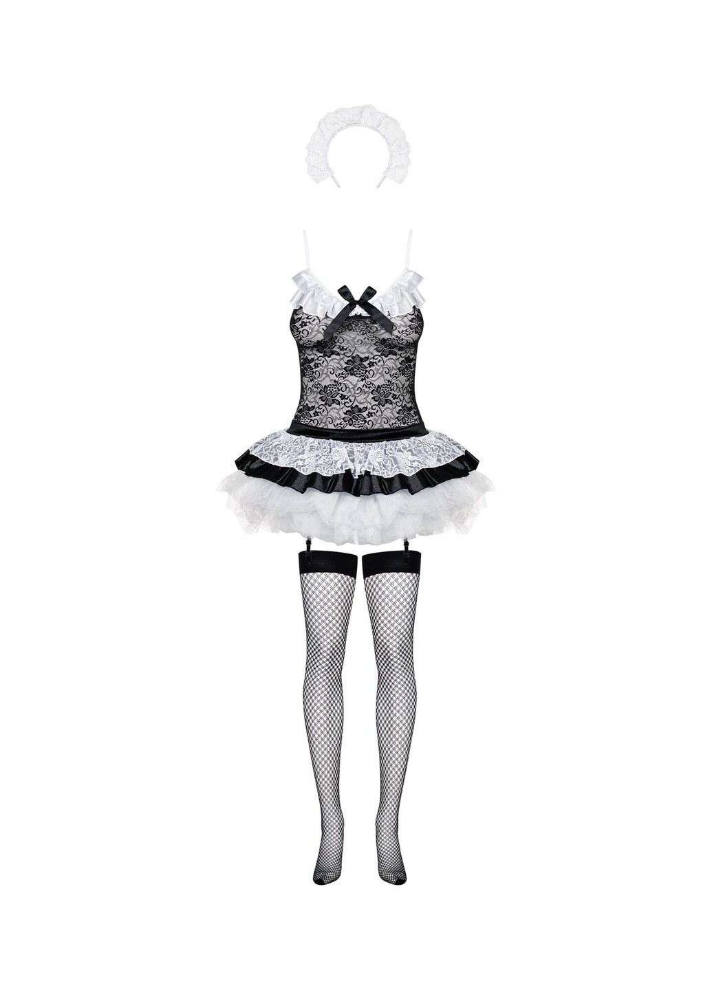 Еротичний костюм покоївки зі спідницею Housemaid 5 pcs costume, чорно-білий, топ з пі Obsessive (276389645)
