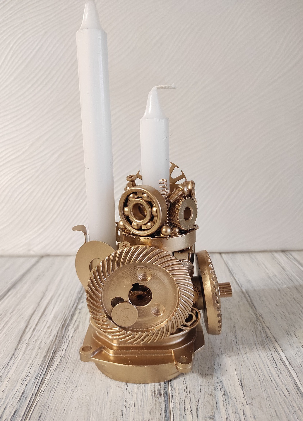 Сувенір підсвічник свічник стімпанк з металу з золотим напиленням ручна робота хендмейд подарунок SuvenirPodarokZP 4 (256615306)