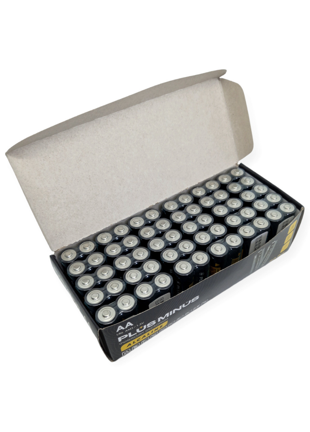 Батарейки лужні пальчикові великі АА LR06 Alcaline Алкалайн упаковка набір 60 штук Plus-Minus No Brand (262094749)