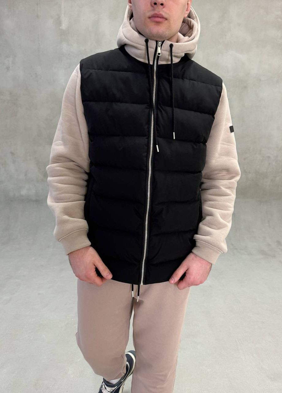 Комбінована демісезонна куртка з трикотажними рукавами та капюшоном infinity Vakko