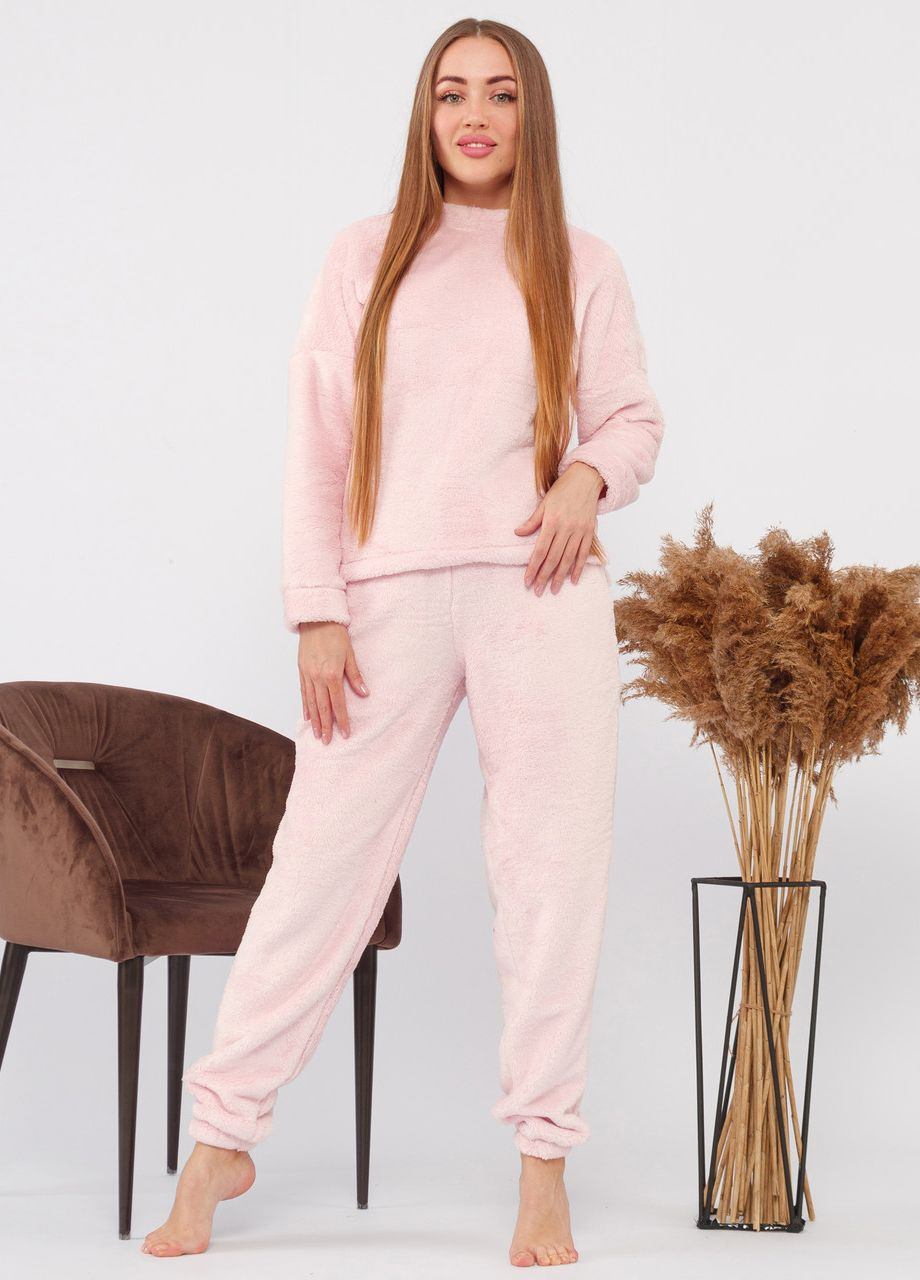 Персиковая всесезон костюм домашний махровый кофта со штанами кофта + брюки Maybel