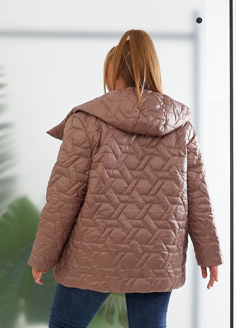 Бежева жіноча демісезонна куртка колір мокко р.48/50 440489 New Trend
