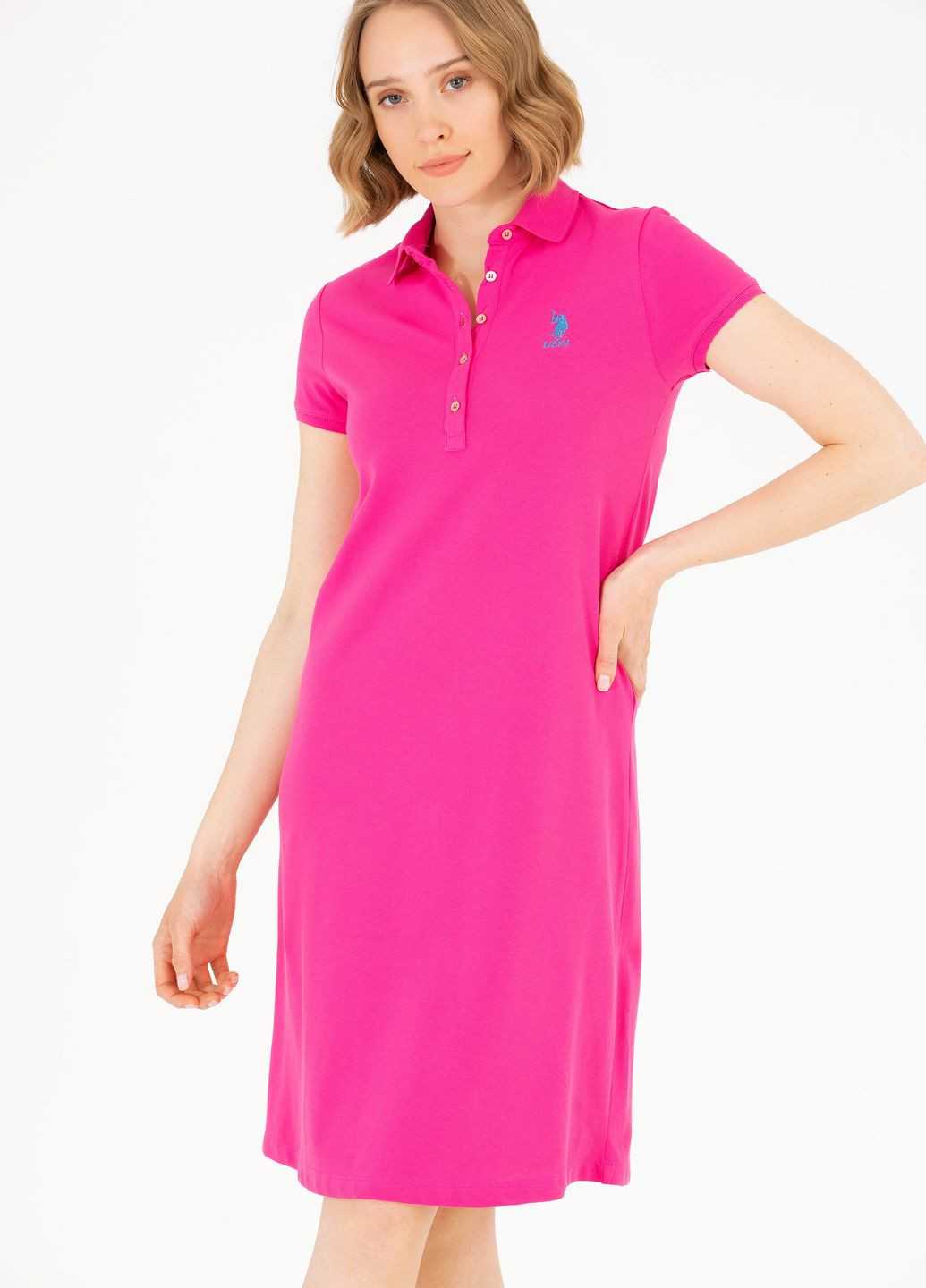 Кислотно-розовое платье женское U.S. Polo Assn.
