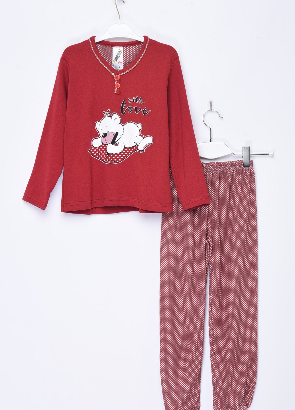 Бордовая всесезон пижама детская бордового цвета с рисунком Let's Shop