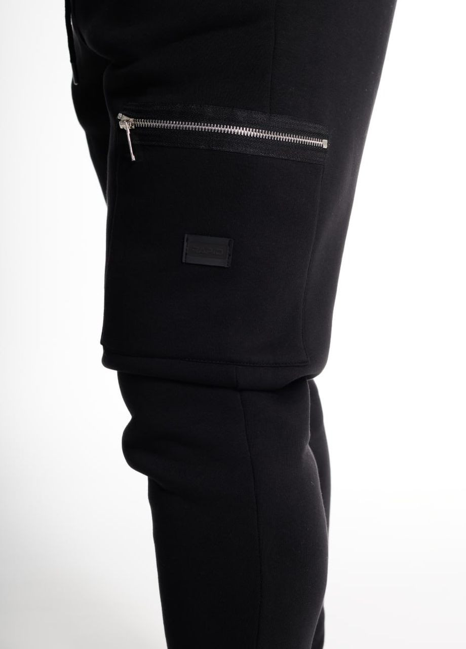 Зимний спортивный костюм с начесом черная кофта на змейке+ черные штаны Grand Vakko (267959758)
