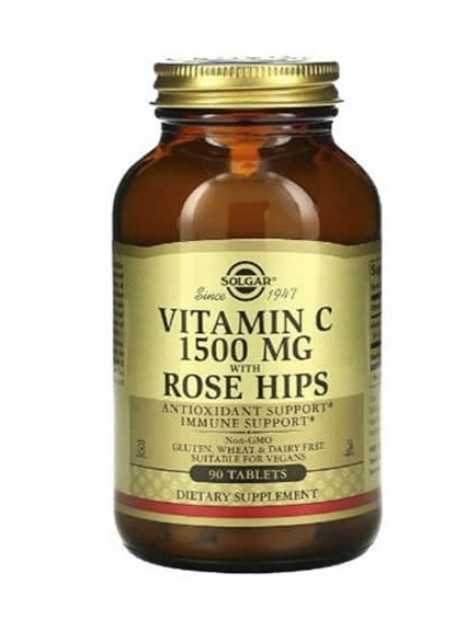 Vitamin C with Rose Hips 1500 mg 90 Tabs Solgar (256719129)