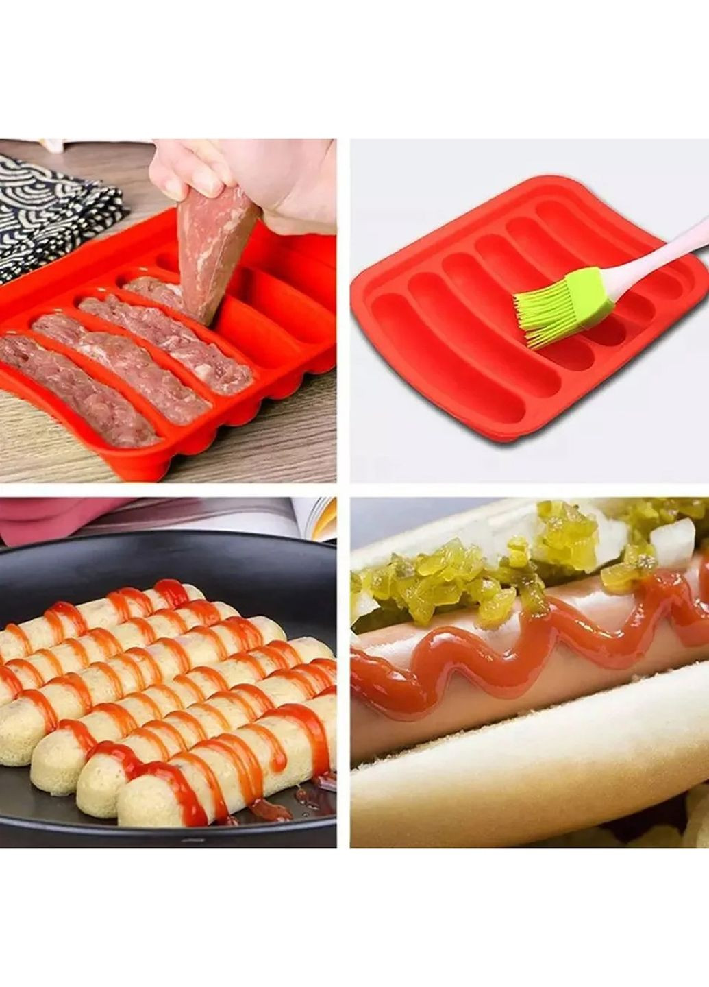 Форма для запікання випічки силіконова домашніх хот догів, сосисок, ковбасок, кебаба кебабниця Kitchen Master (268737512)