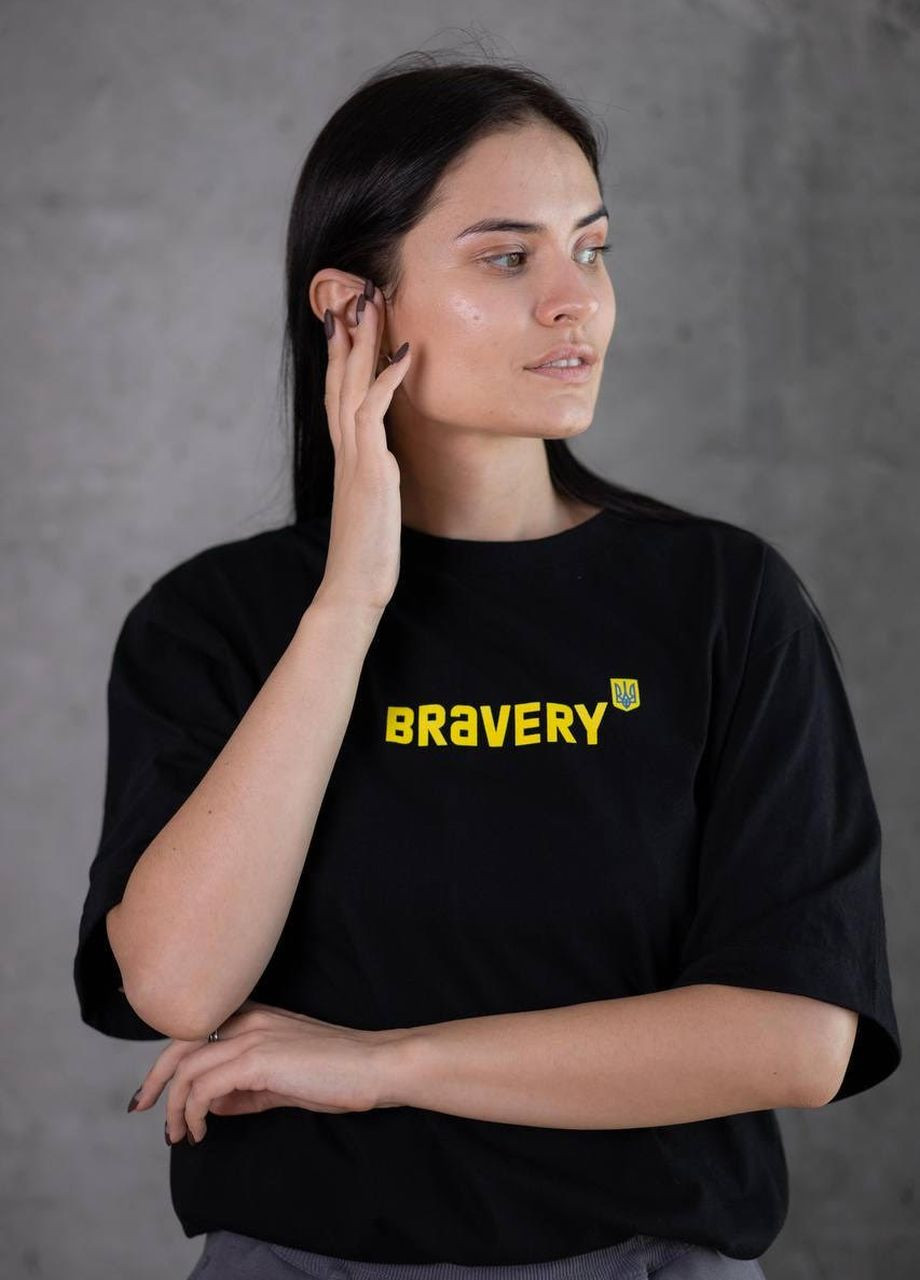 Чорна всесезон футболка original oversize чорна Bravery