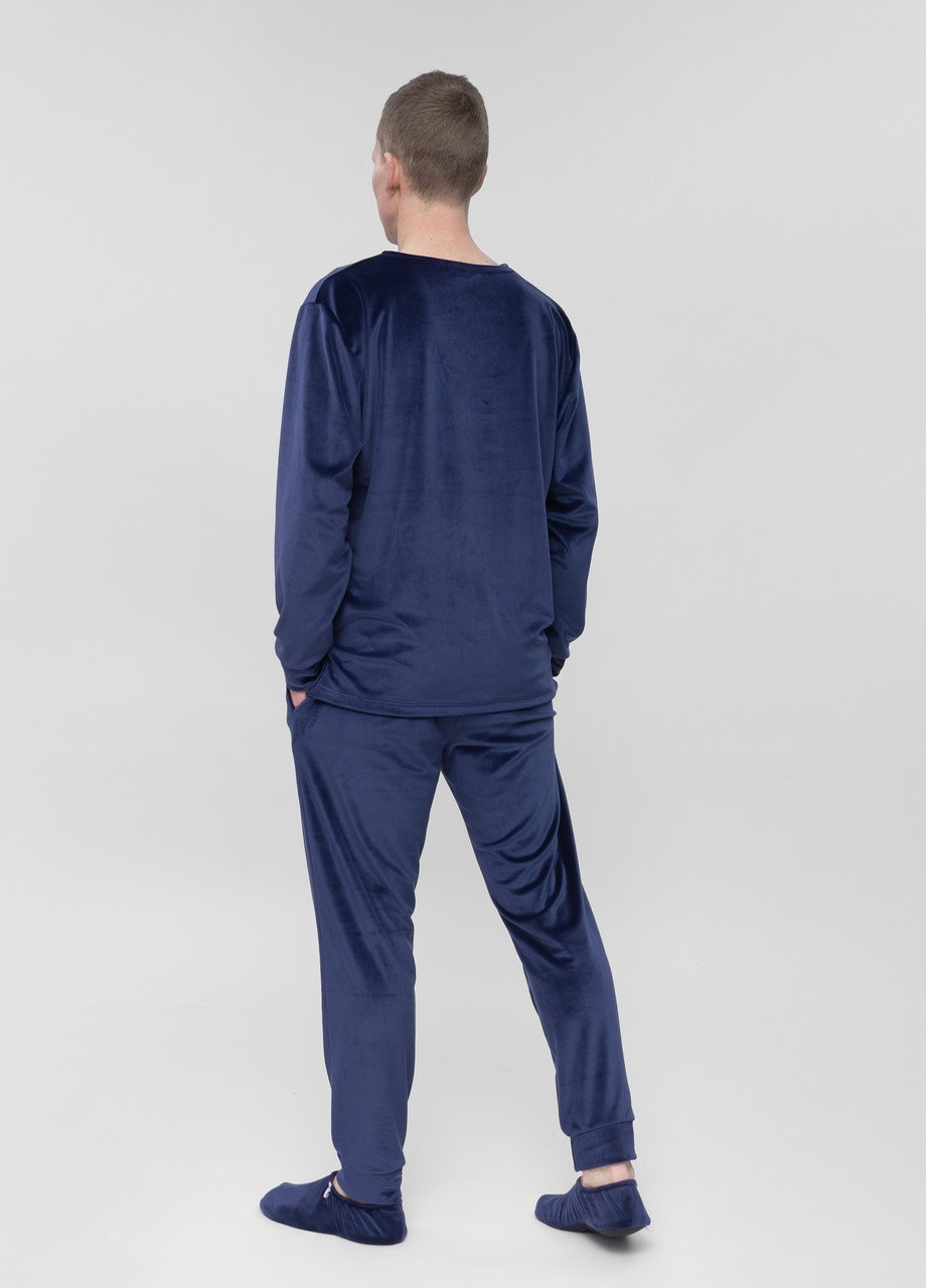Костюм мужской домашний велюровый кофта со штанами Темно-синий Maybel (257062717)