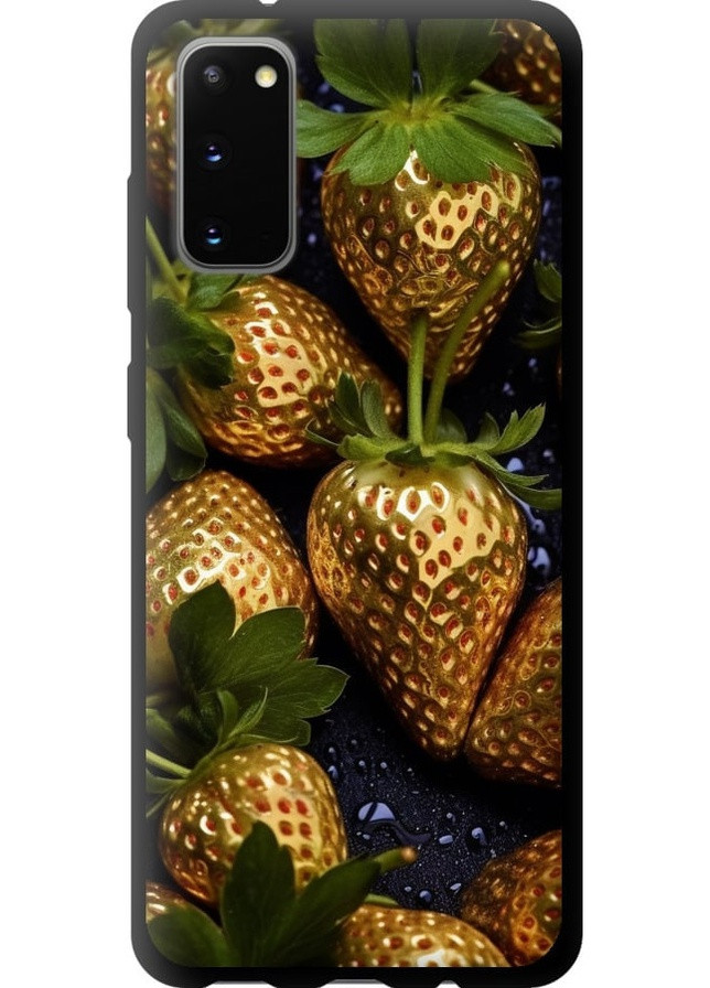 TPU черный чехол 'Золотая клубника' для Endorphone Samsung Galaxy S20 (259319749)