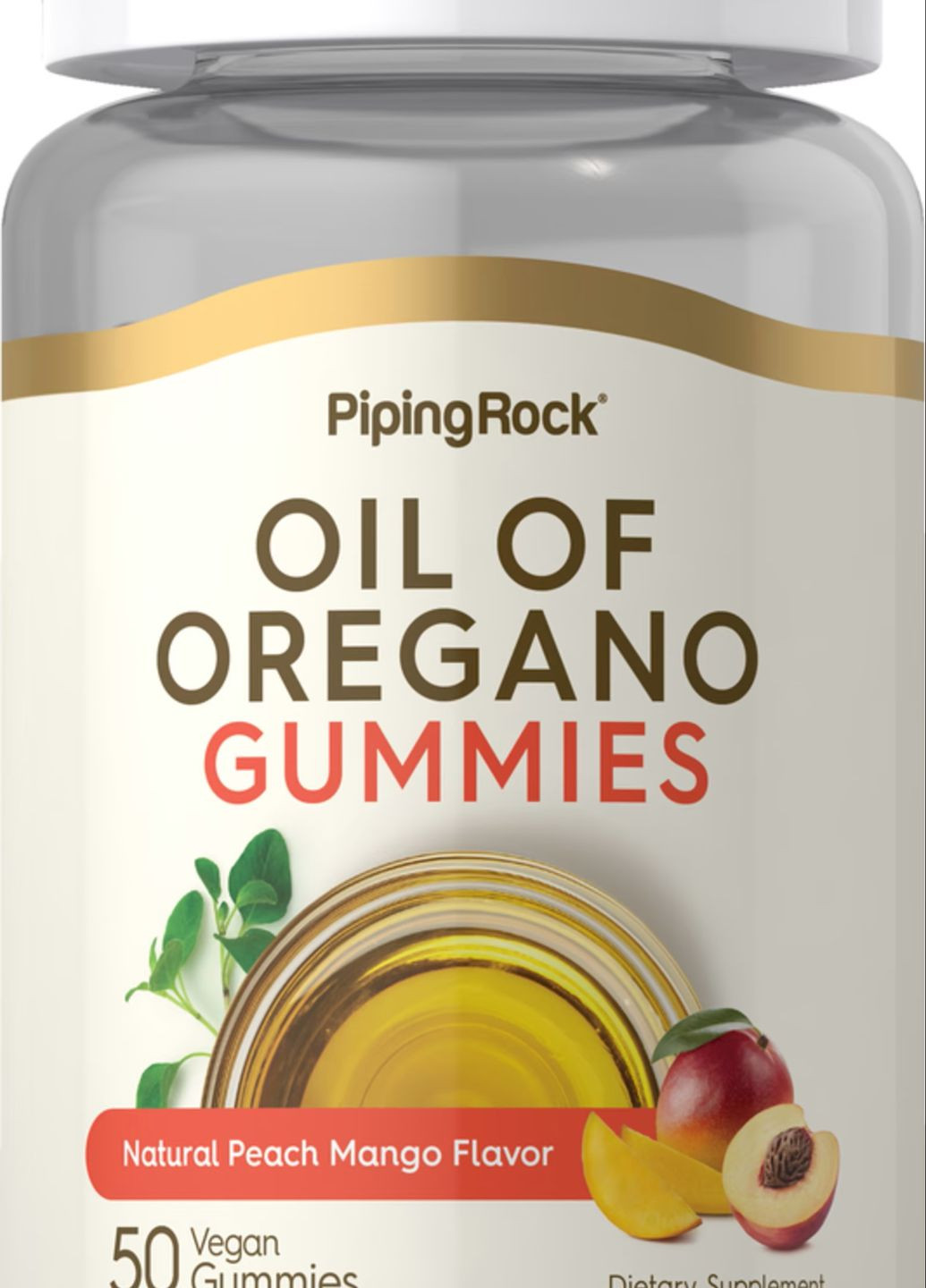 Масло орегано Oil of Oregano 50 Vegan Gummies (Natural Peach Mango) Piping Rock (261765722)
