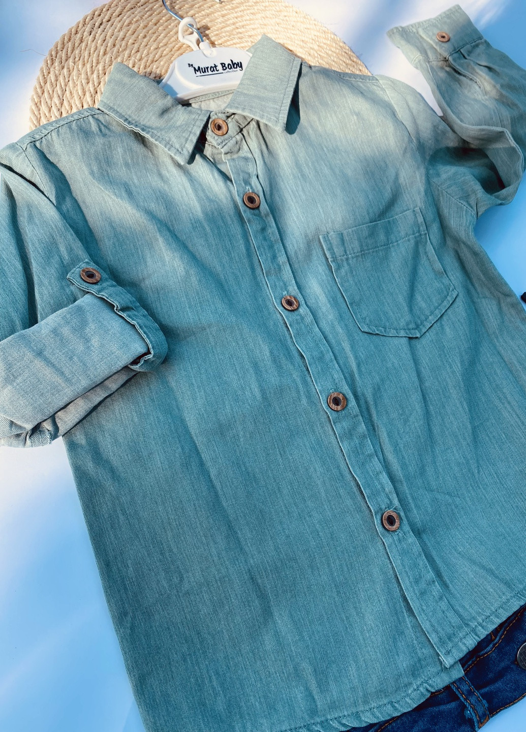 Синій демісезонний дитячий джинсовий костюм для хлопчика сорочка та штани Murat baby