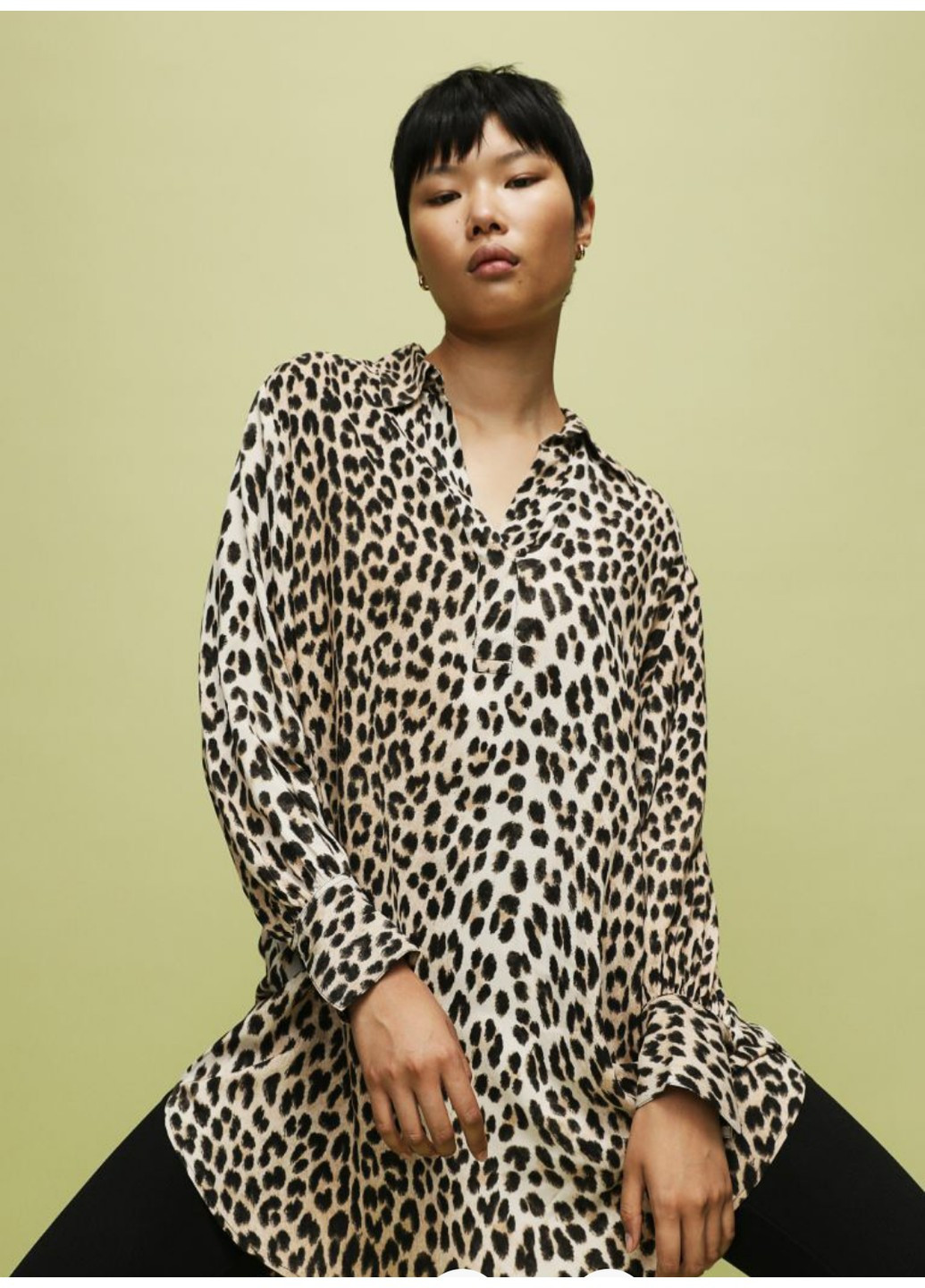 Бежевое кэжуал женское платье свободного кроя "леопардовое" (10218) xs бежевое H&M