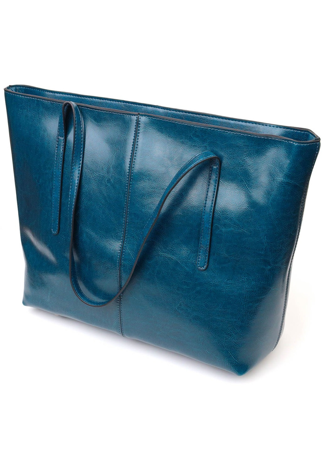 Красива сумка шоппер із натуральної шкіри 22075 Бірюзова Vintage (260360867)