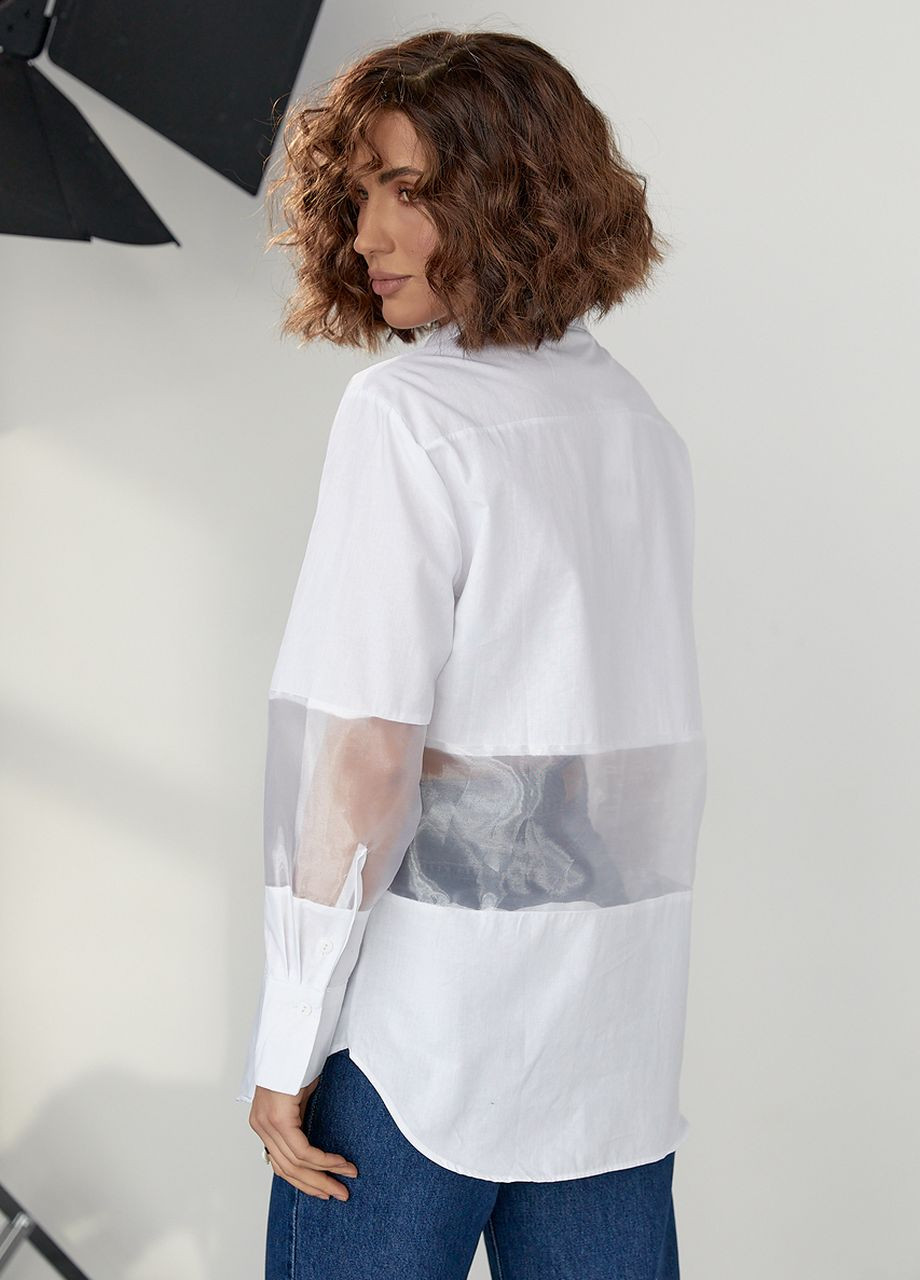 Подовжена жіноча сорочка з прозорими вставками Lurex (277330214)