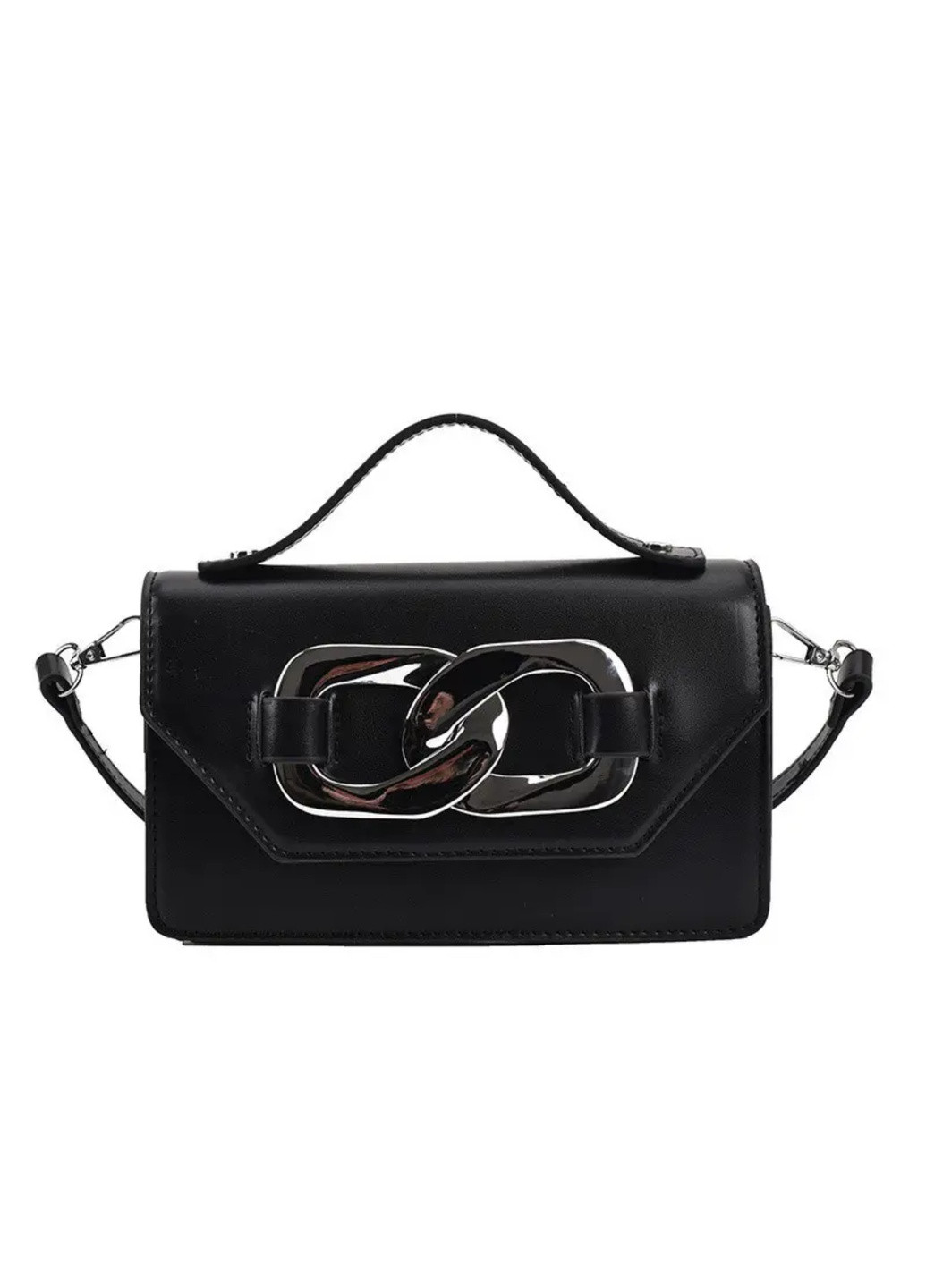 Женская классическая сумка через плечо кросс-боди с кольцами на ремешке черная No Brand крос-боди (257866803)