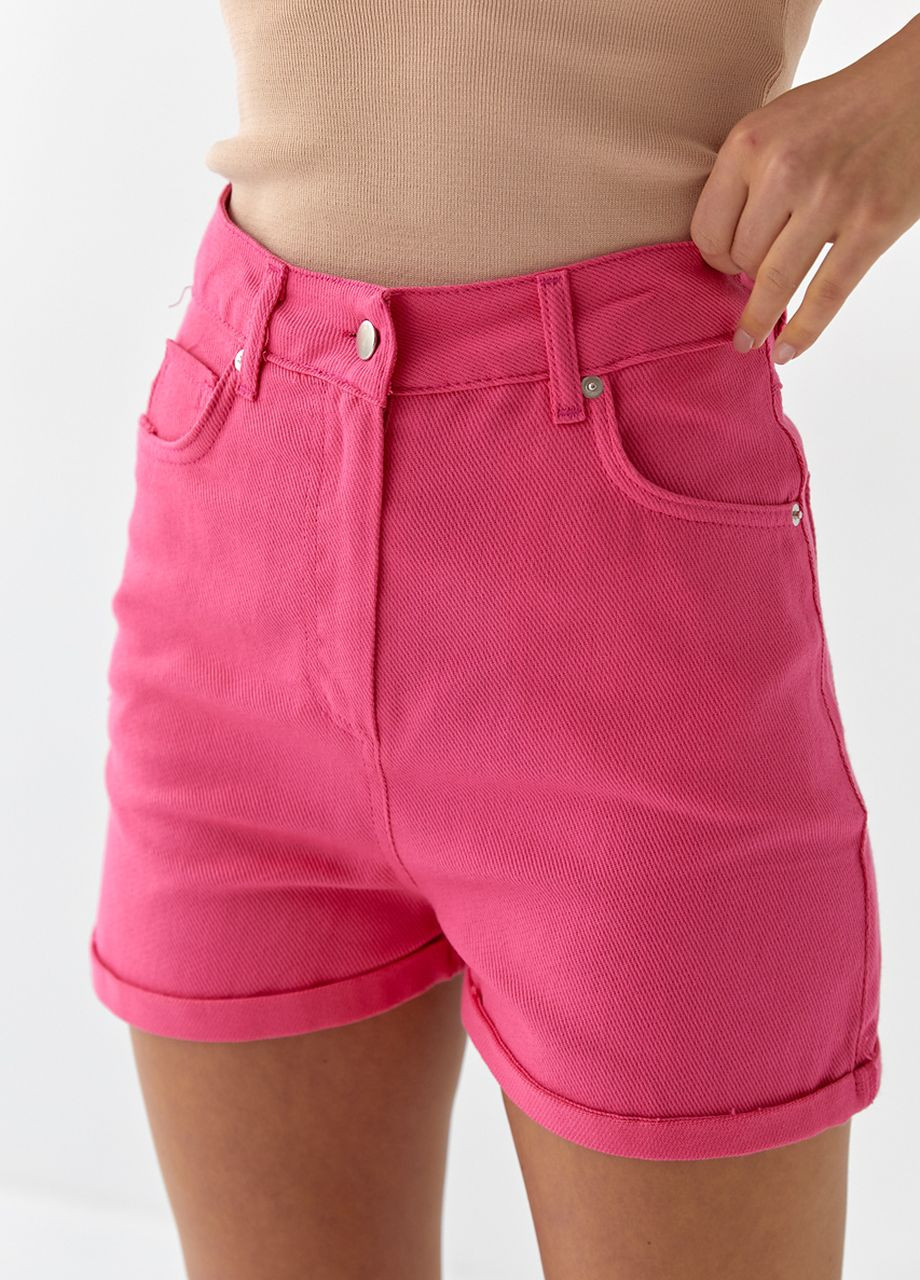 Шорты джинсовые с высокой посадкой - розовый No Brand (262810438)