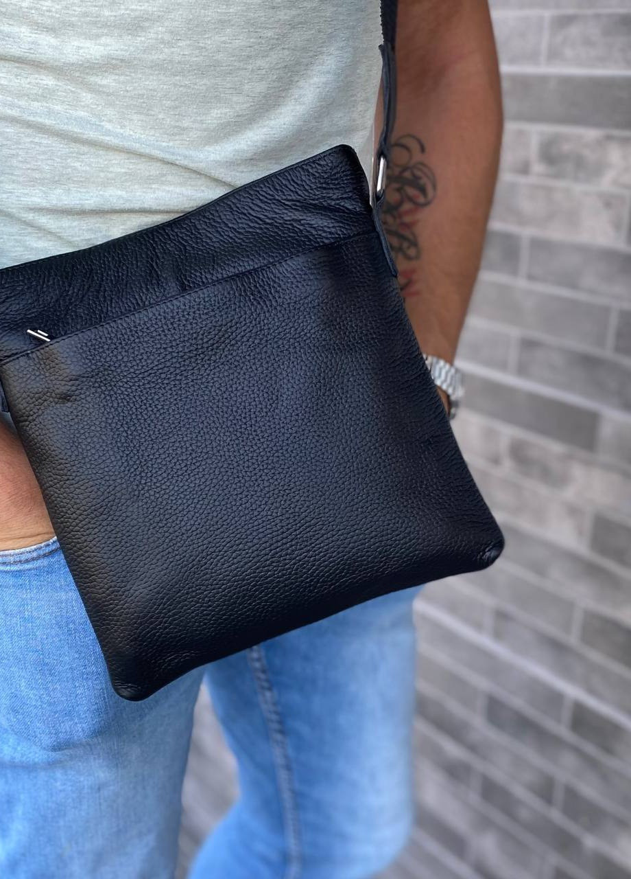 Чоловіча шкіряна сумка барсетка через плече Black Flash Up No Brand (258662338)