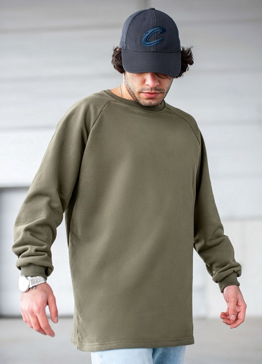 Свитшот South Oversize khaki (без манжета) Vakko - Свободный крой однотонный хаки повседневный футер - (260760071)