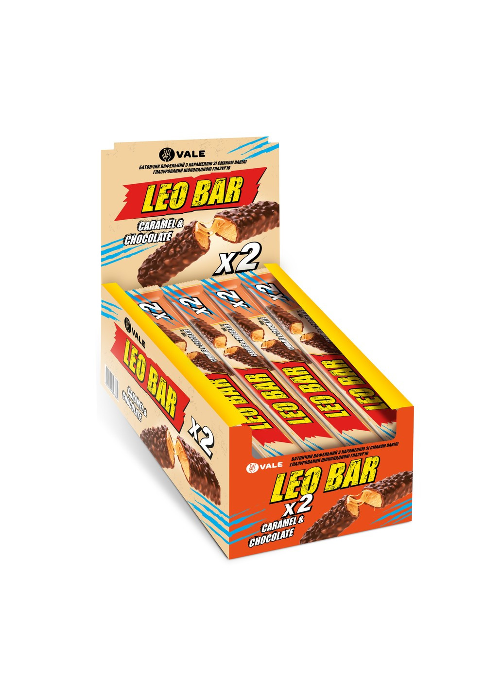 Углеводний Батончик Leo Bar MAX - 15x100г Карамель-Шоколад Vale (278006964)