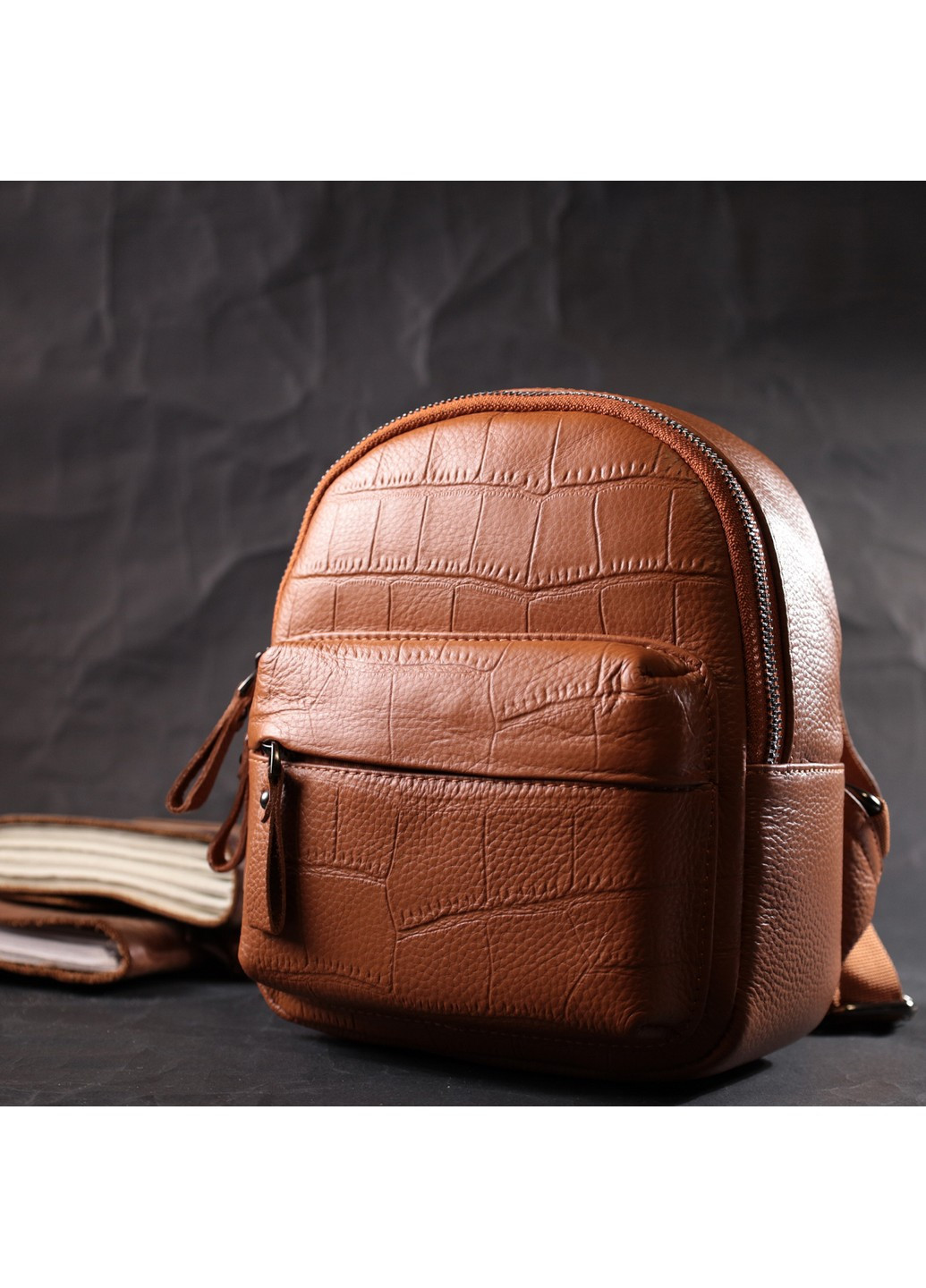 Небольшой стильный рюкзак из натуральной кожи 22433 Коричневый Vintage (276457623)