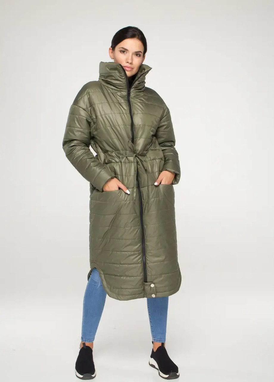 Оливкова (хакі) демісезонна куртка жіноча демісезонна великого розміру SK