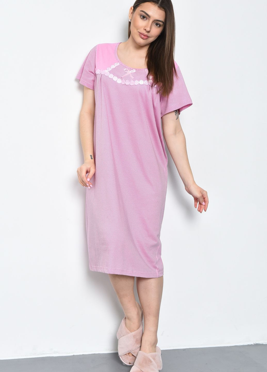 Нічна сорочка жіноча рожевого кольору Let's Shop (275466408)