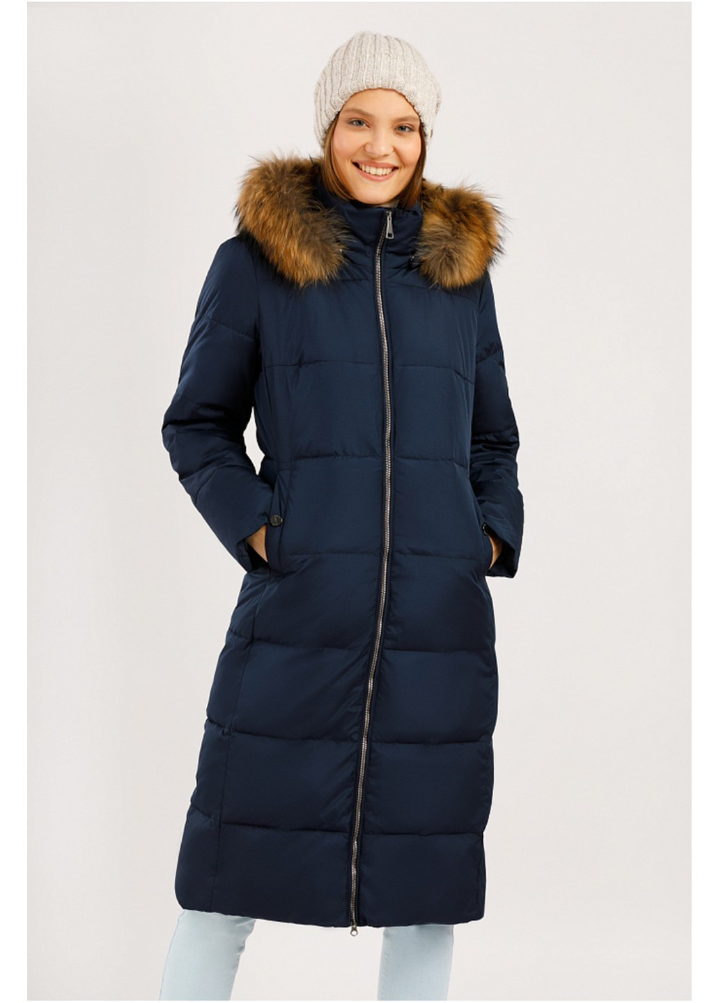 Темно-синяя зимняя зимняя куртка с мехом w19-11007-101 Finn Flare