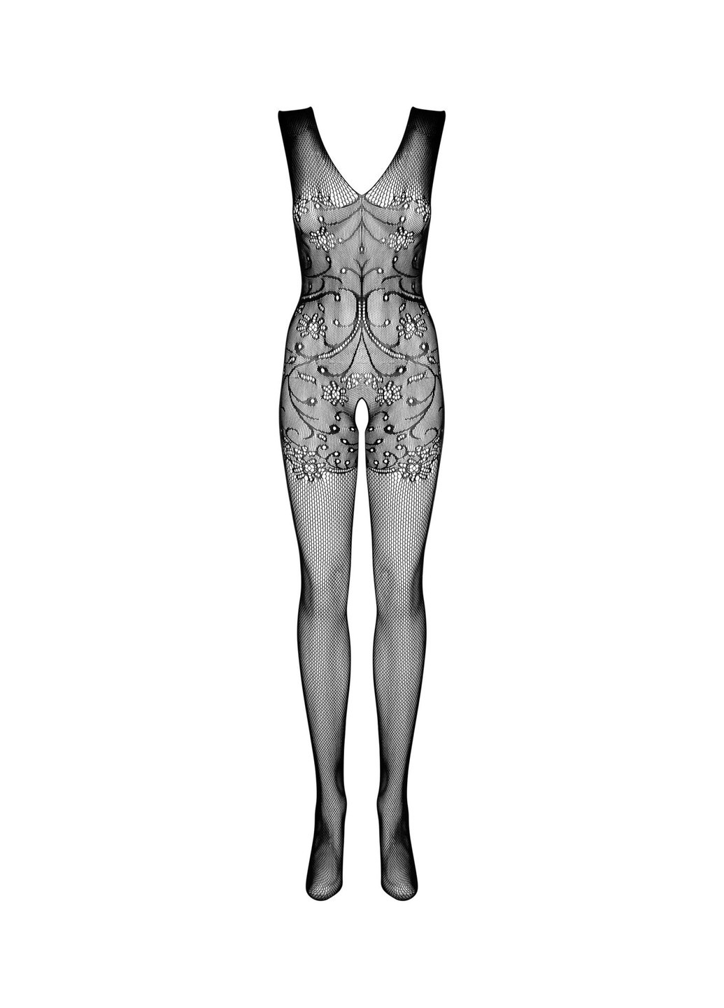 Бодистокинг Bodystocking F234 S/M/L, абстрактный рисунок, глубокое декольте Obsessive (271991695)