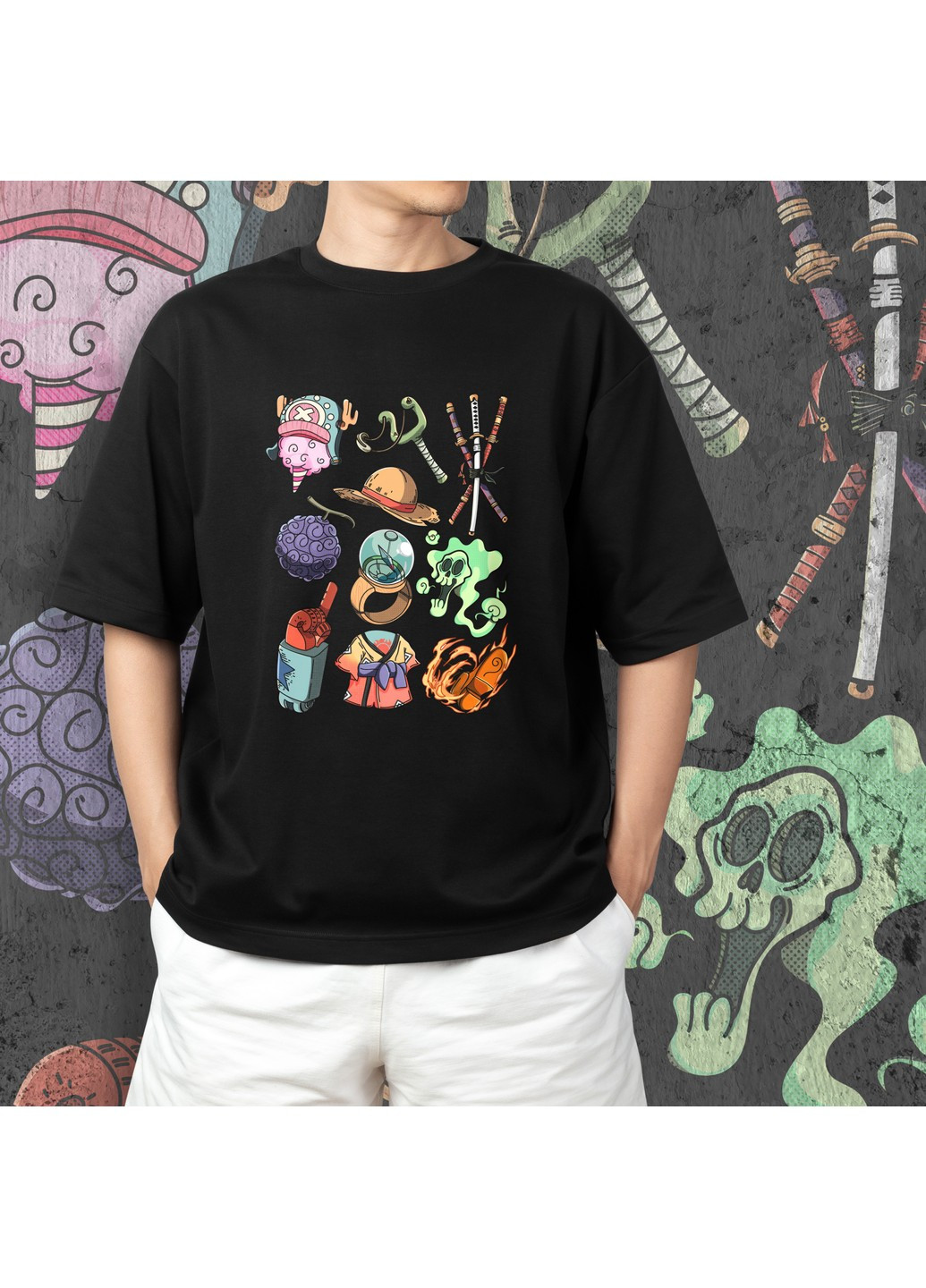 Черная футболка c принтом наруто - микс No Brand