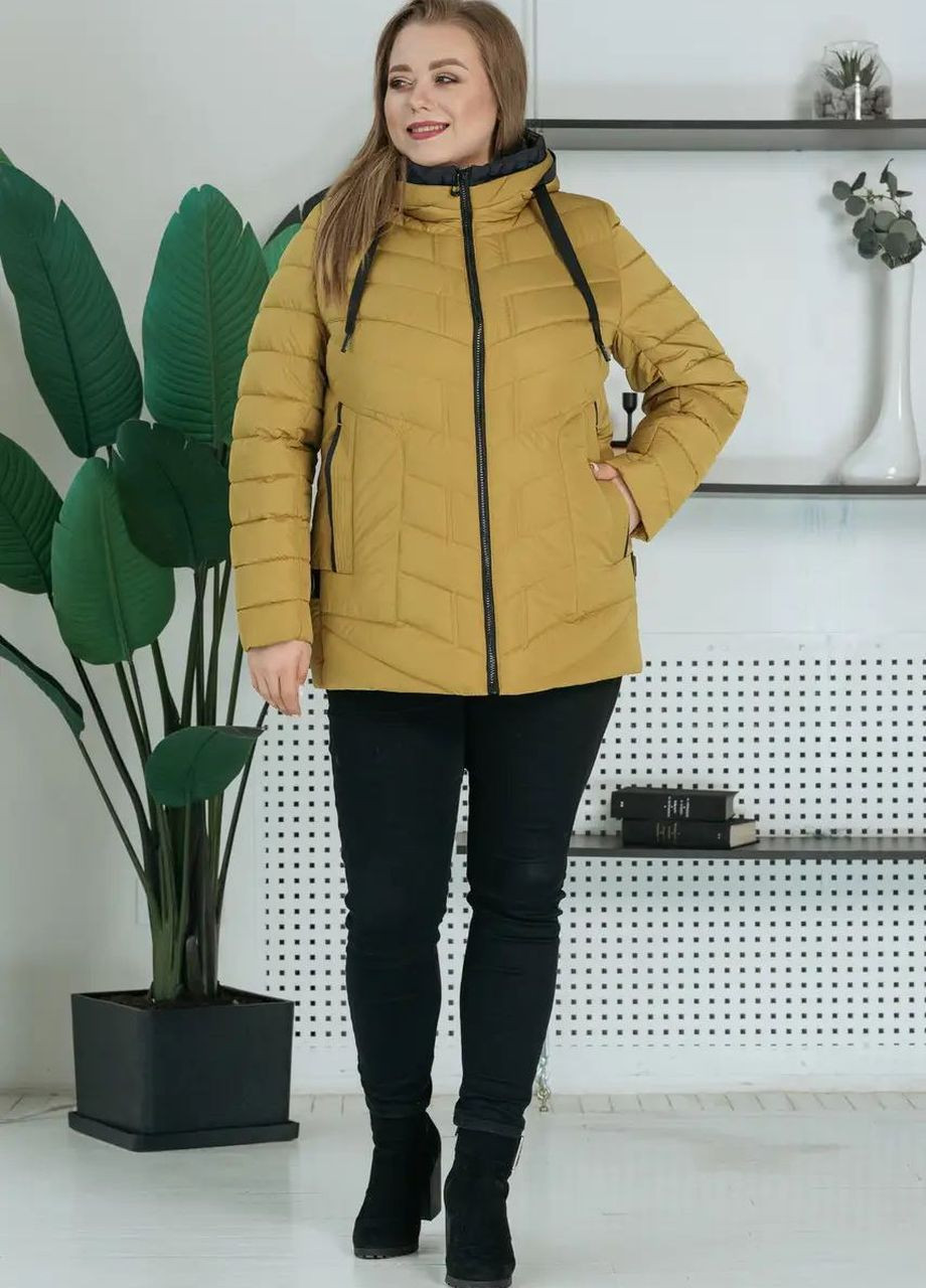 Гірчична демісезонна демісезонна жіноча куртка великого розміру SK