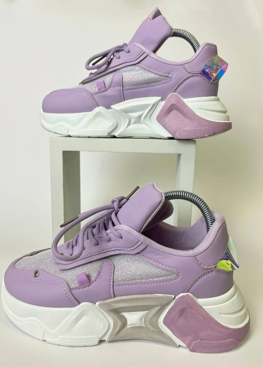 Фіолетові осінні ефектні жіночі кросівки No Brand
