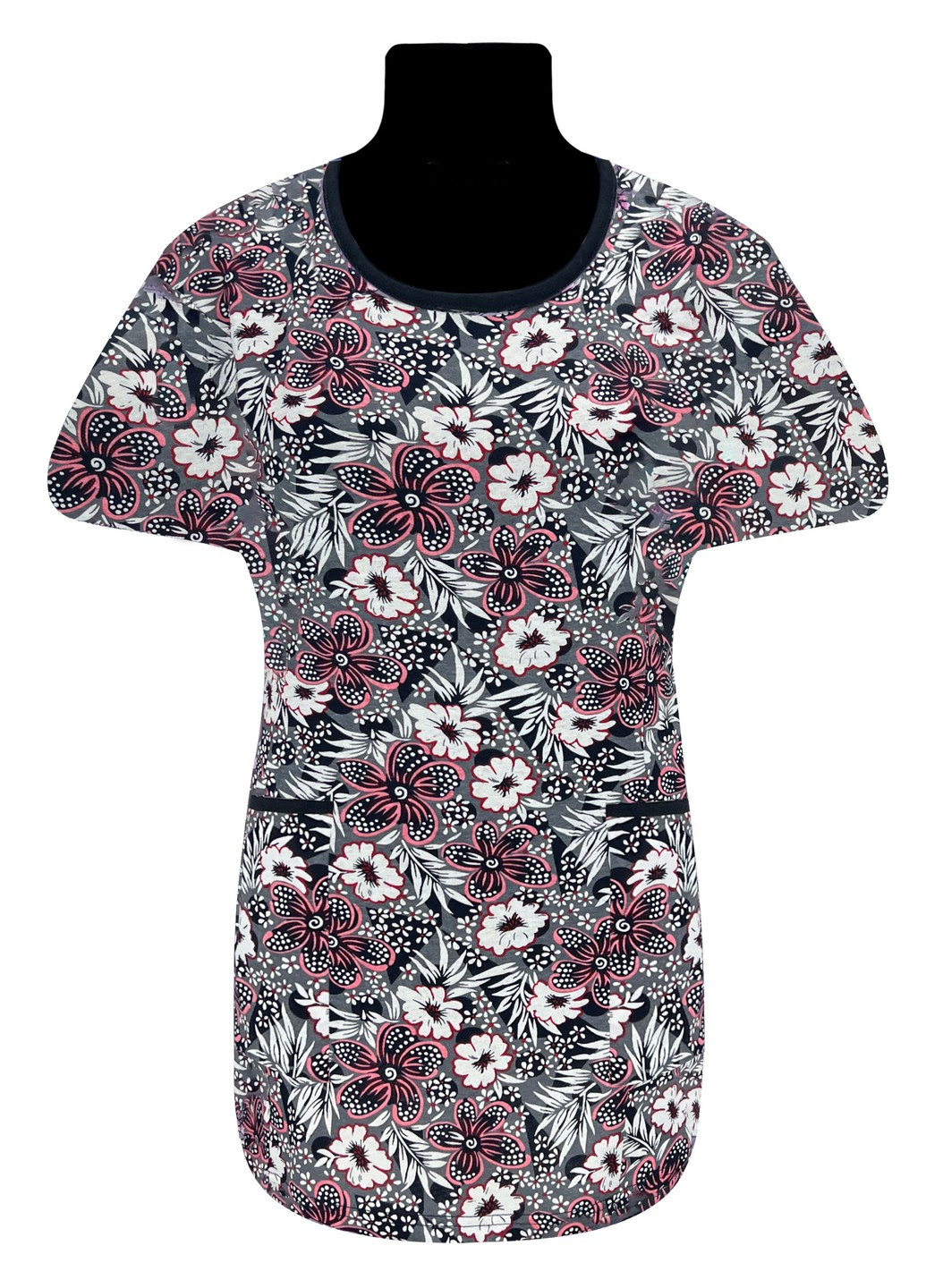 Коралловая всесезон футболка женская рельеф с короткими рукавами цветы с коротким рукавом Жемчужина стилей 4583