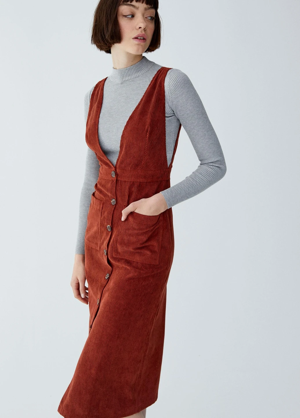 женский сукня демісезон,цегляний, Pull & Bear