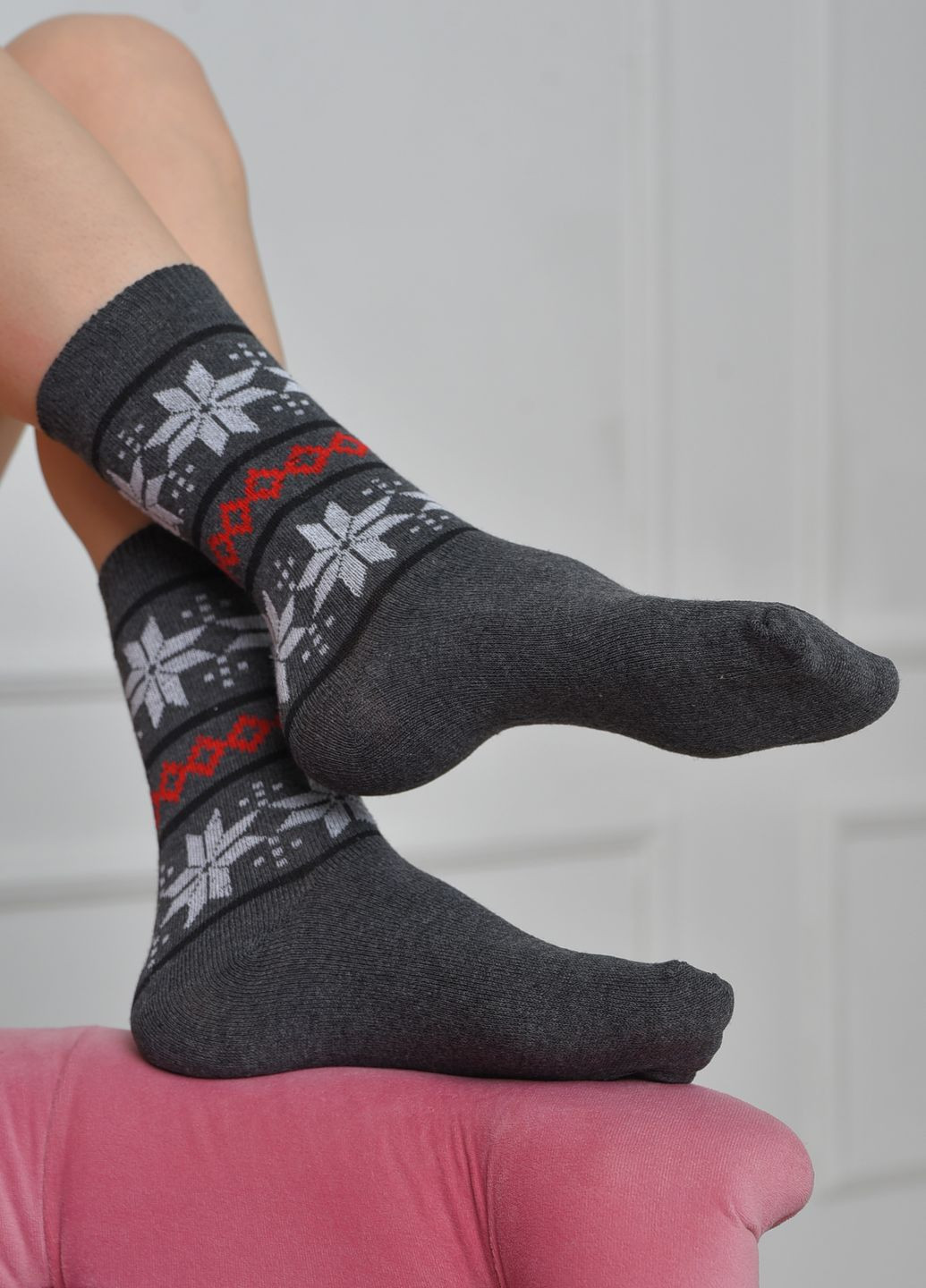 Шкарпетки жіночі з малюнком темно-сірого кольору розмір 36-40 Let's Shop (273176743)