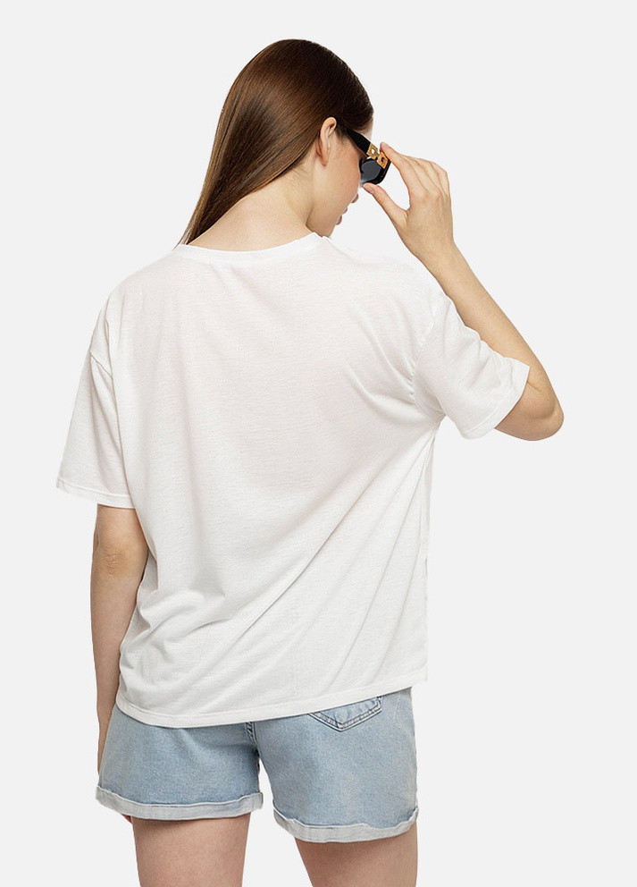 Молочная летняя женская футболка оверсайз цвет молочный цб-00219319 So sweet