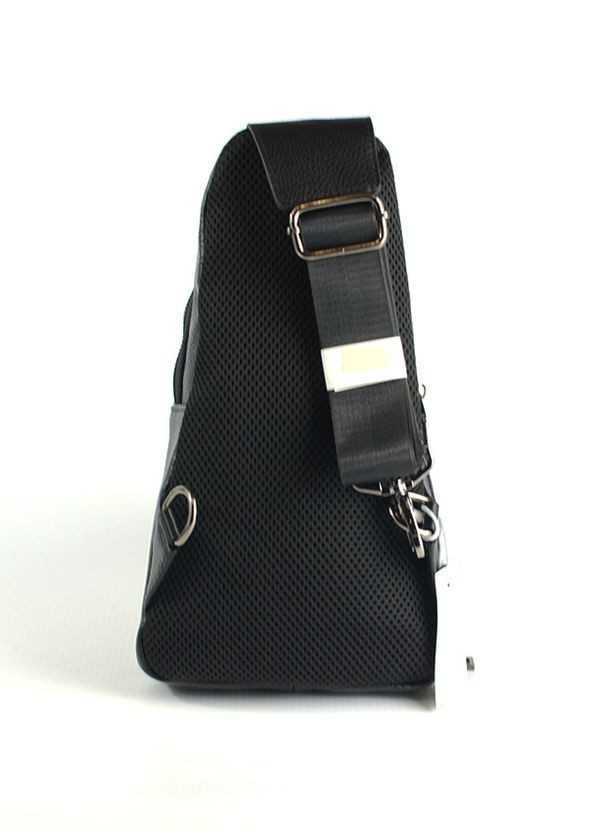 Нагрудная мужская кожаная сумка рюкзак слинг на одно плечо, молодежная черная сумочка на грудь No Brand (268219302)