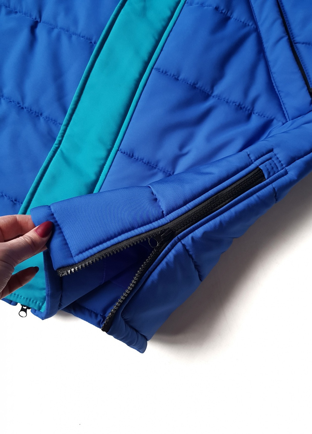 Синяя зимняя синяя зимняя женская куртка-пальто на молнии No Brand