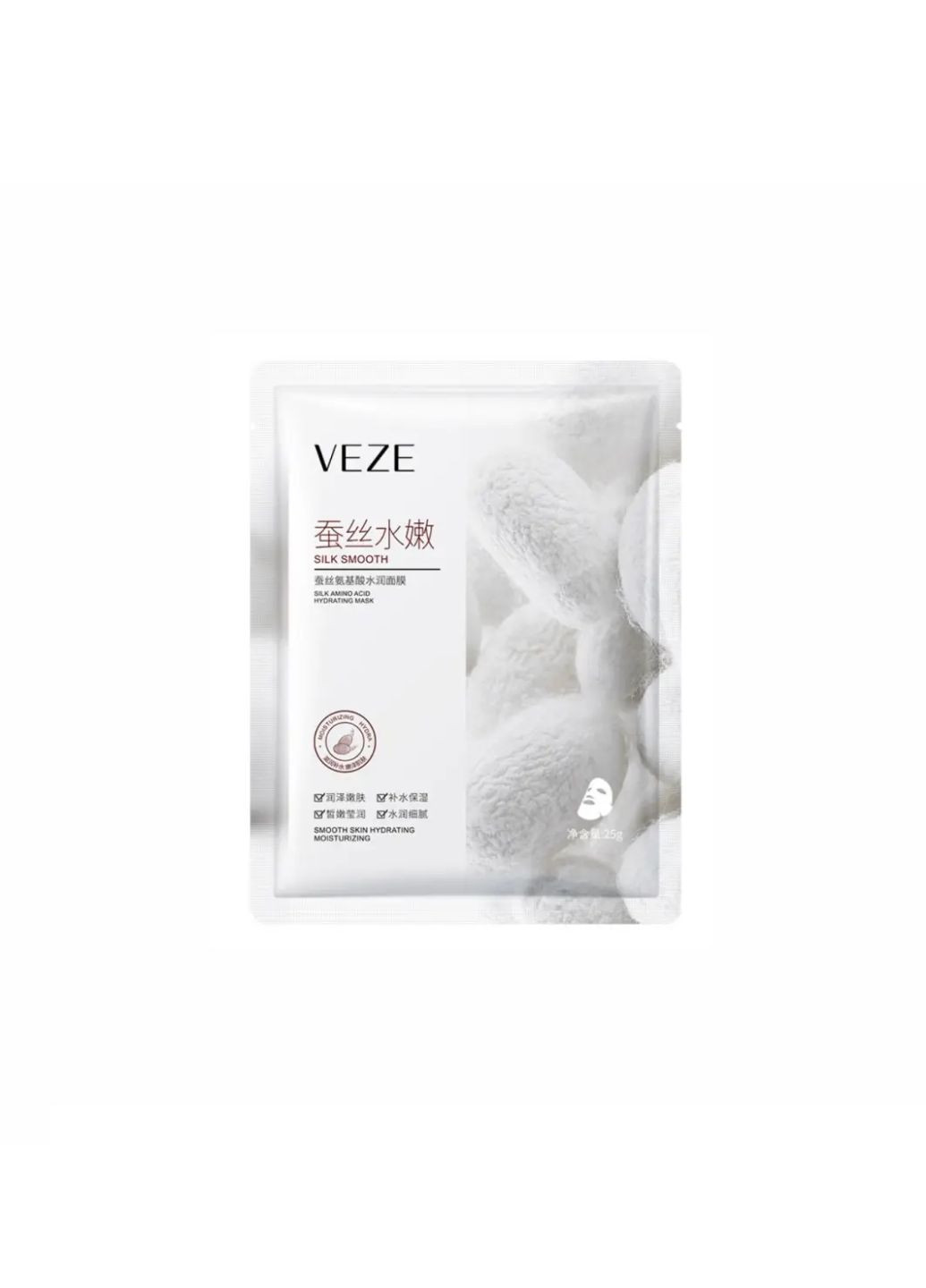 Тканевая маска для лица с экстратом протеина шелка Silk Smooth Mask, 25 мл VEZE (278040368)