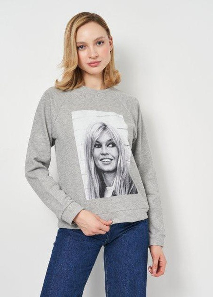 Світшот демісезон,сірий з принтом, Brigitte Bardot - крій сірий - (258907746)