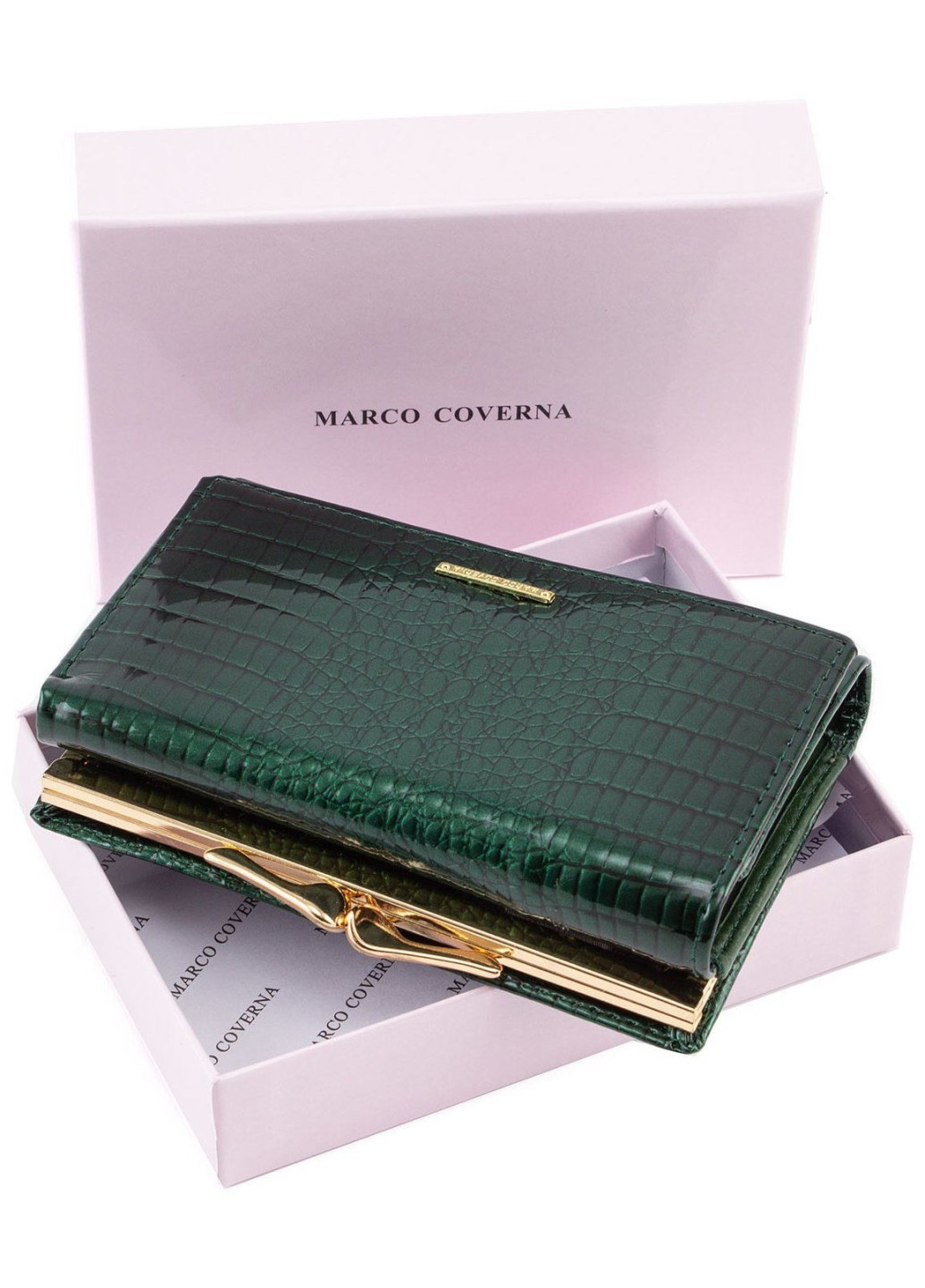 Удобный кошелек из лаковой кожи для женщин MC-403-2490-7 (JZ6589) зелёный Marco Coverna (259752472)