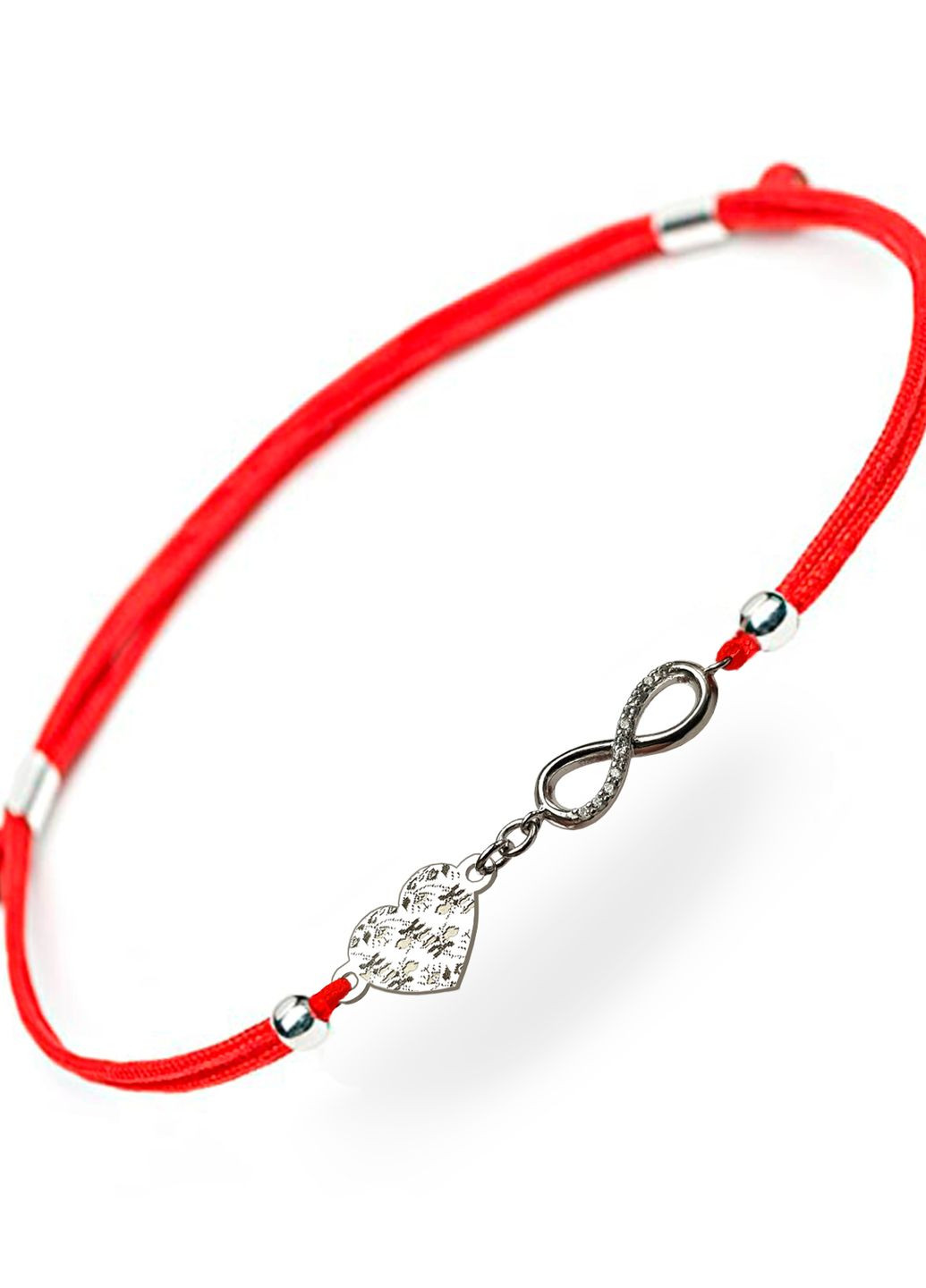 Срібний браслет червона нитка Серце Безкінечність регулюється родоване срібло Family Tree Jewelry Line (266038516)