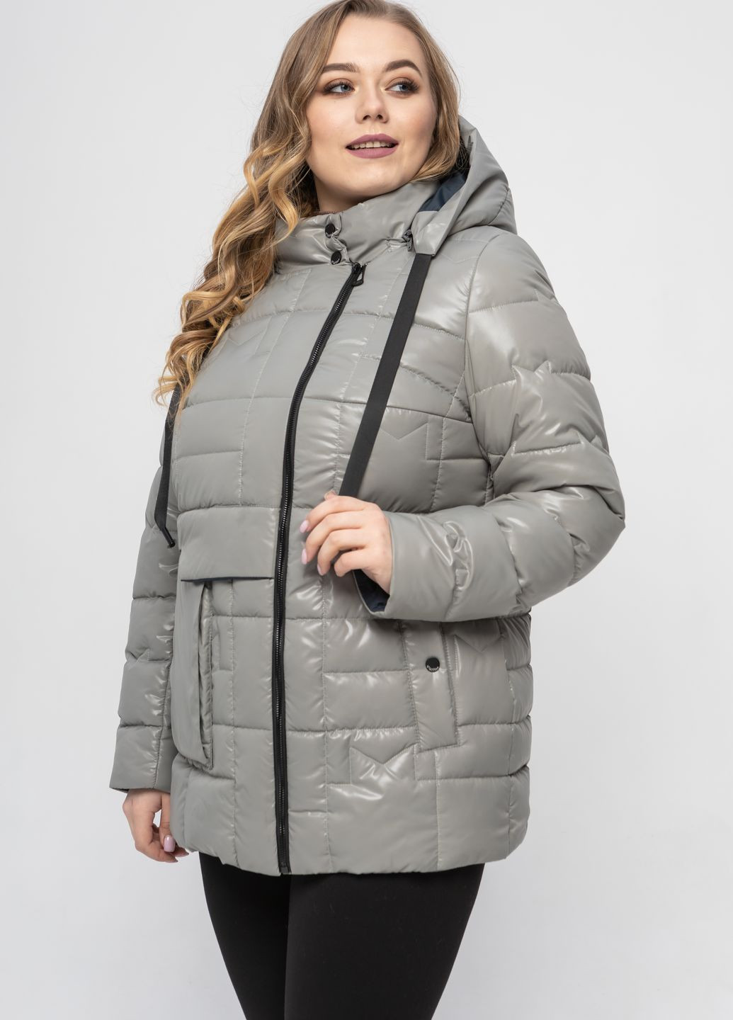 Оливковая демисезонная весенняя женская куртка большого размера куртка-пиджак SK