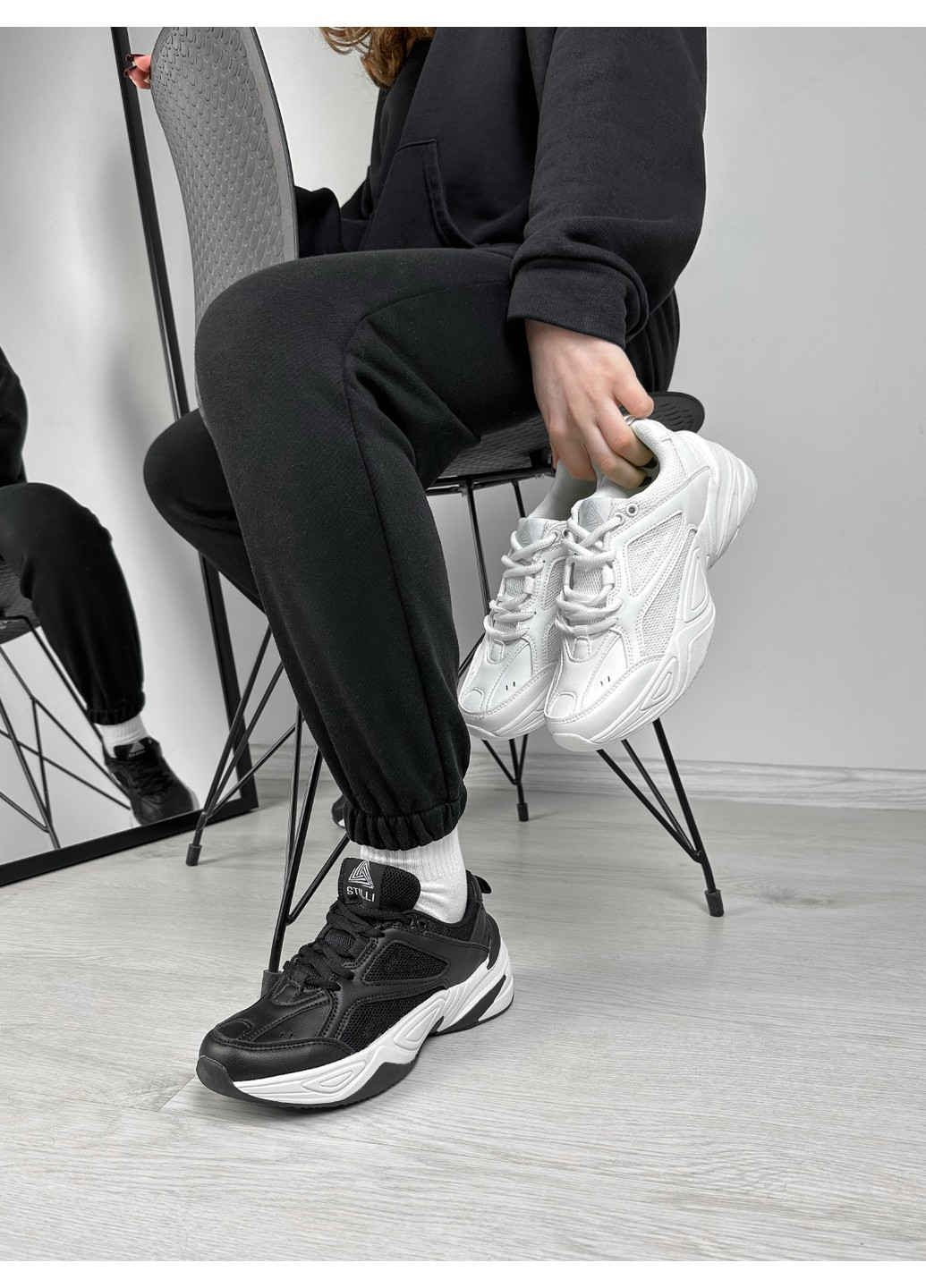 Кроссовки Light черно-белые Stilli чёрно-белые демисезоны (258279893)