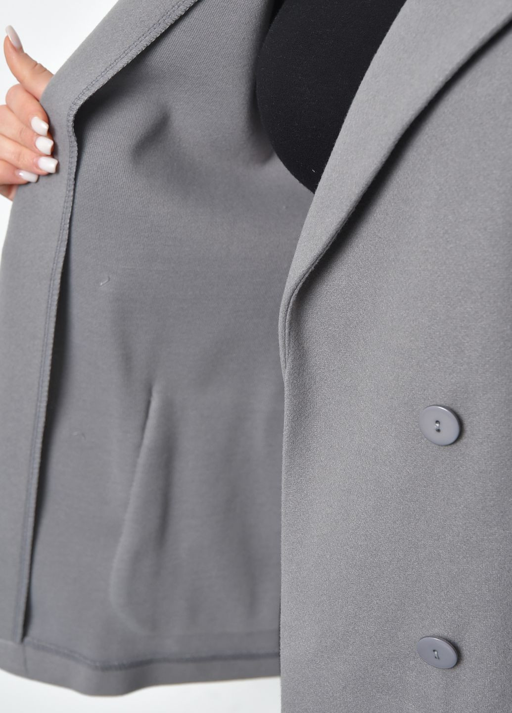 Сіре демісезонне Пальто жіноче кашемірове сірого кольору Let's Shop