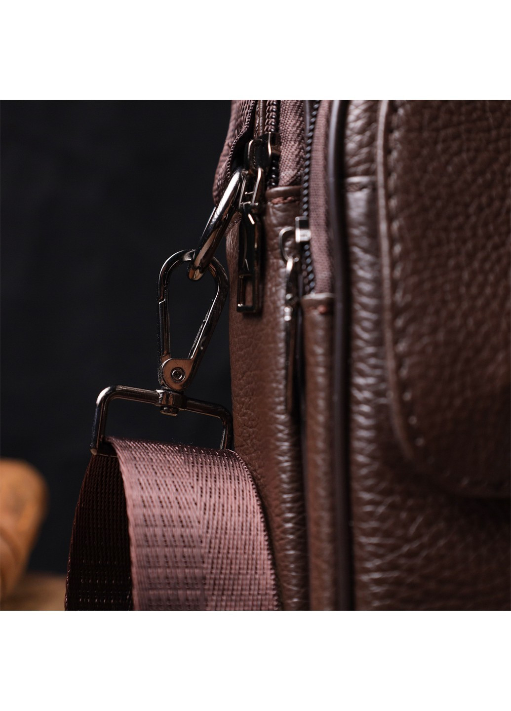 Стильний чоловічий месенджер з натуральної шкіри 21949 Коричневий Vintage (267507112)