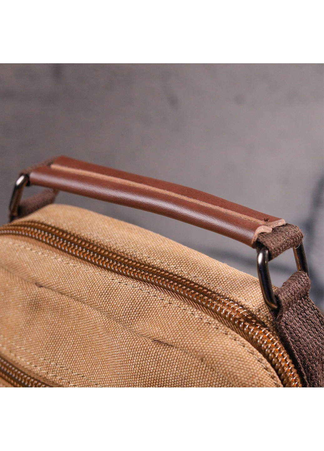 Небольшая мужская сумка из плотного текстиля 21226 Коричневая Vintage (258267823)