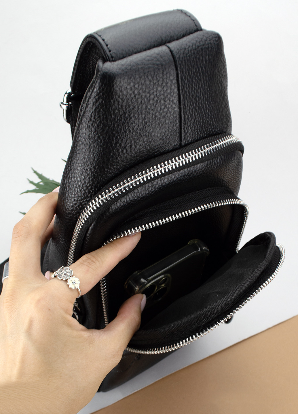 Мужской кожаный рюкзак Keizer 6603 черный на плечо (ремешок перестегивается) HandyCover (263428198)