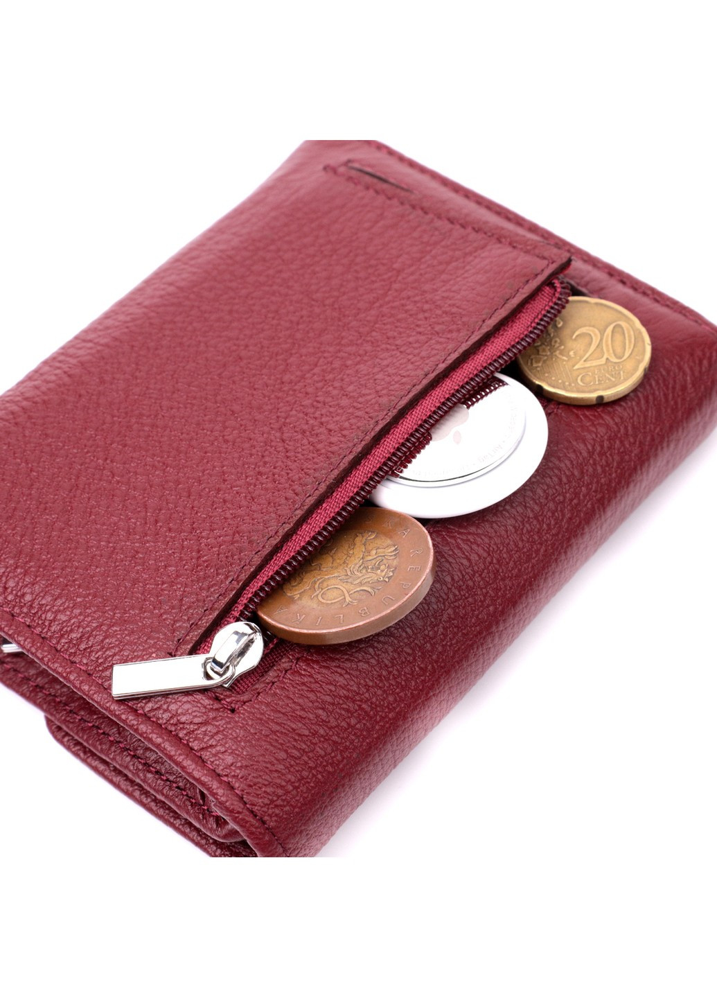 Кожаный женский кошелек с монетницей 19480 Бордовый st leather (277980586)